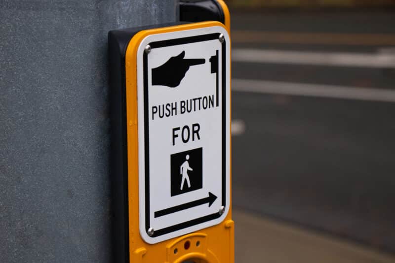 Alameda Post - A Push button for pedestrians to cross the street.