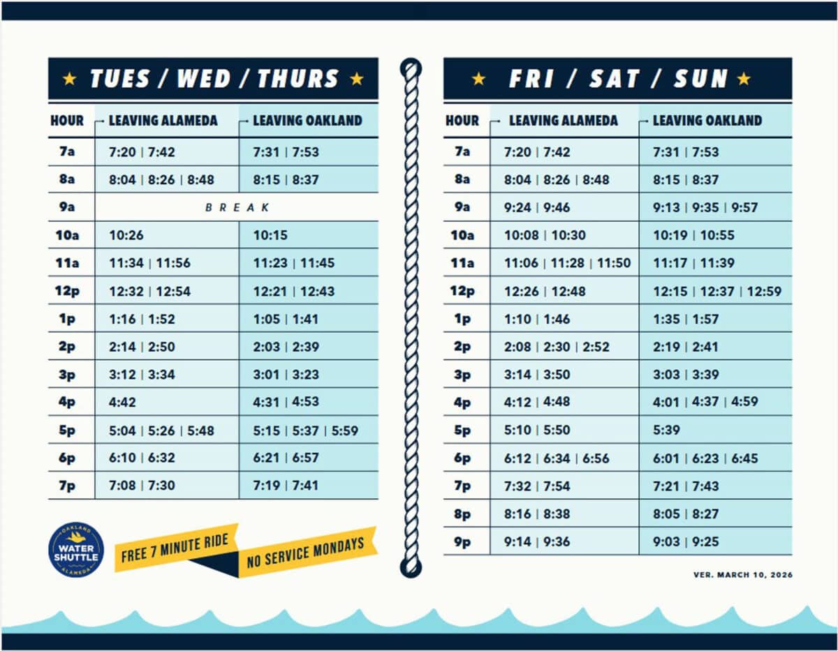 Alameda Post - Woodstock's schedule. 