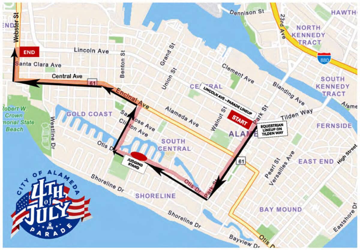 Alameda Post - A map of the parade route for the 4th of July parade. 