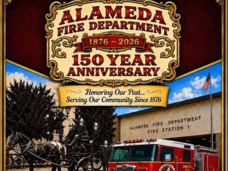 Alameda Post - The poster for the Alameda Fire Department's 150th Anniversary Celebration.