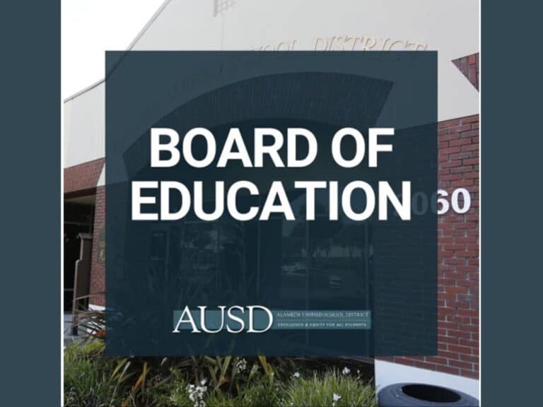 Alameda Post - A photo of an A.U.S.D. building with the words Board of Education over it.