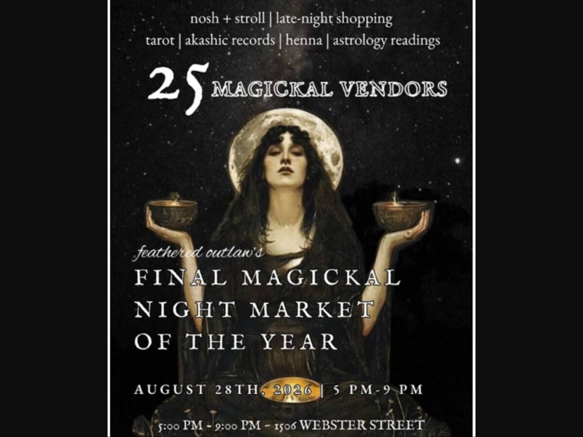 Alameda Post - A poster for Feathered Outlaw's final summer moon market.