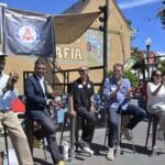 Alameda Post - Five candidates for City Council sit onstage at the healing garden.