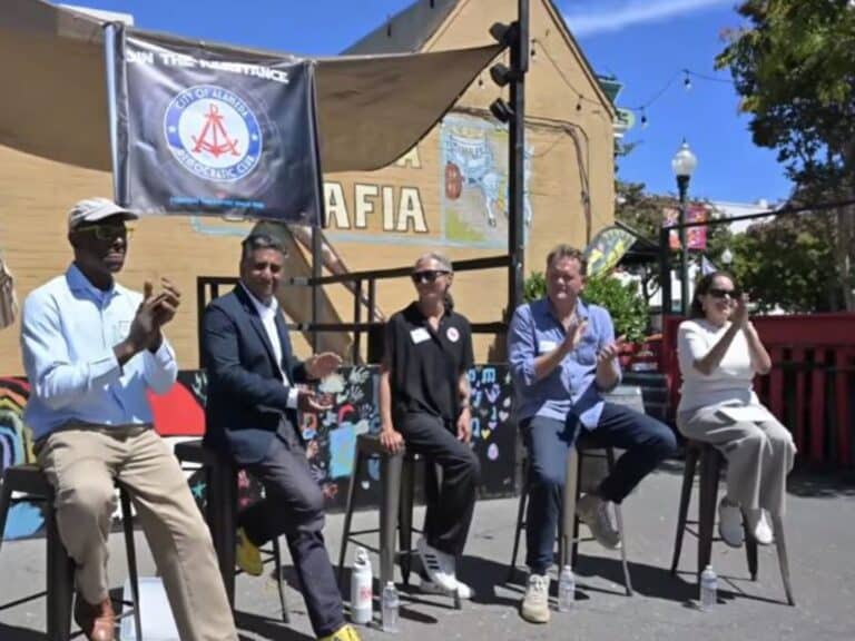 Alameda Post - Five candidates for City Council sit onstage at the healing garden.