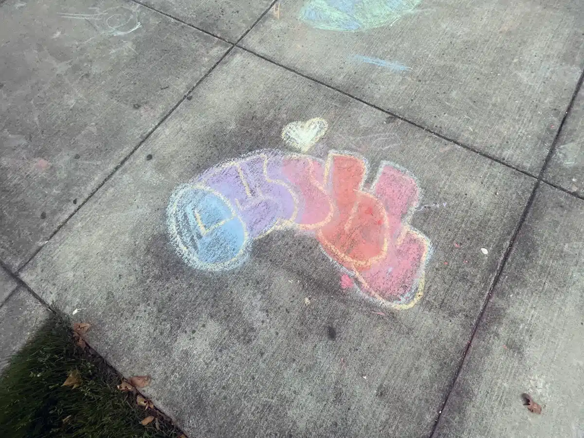 Alameda Post - chalk drawing on a sidewalk