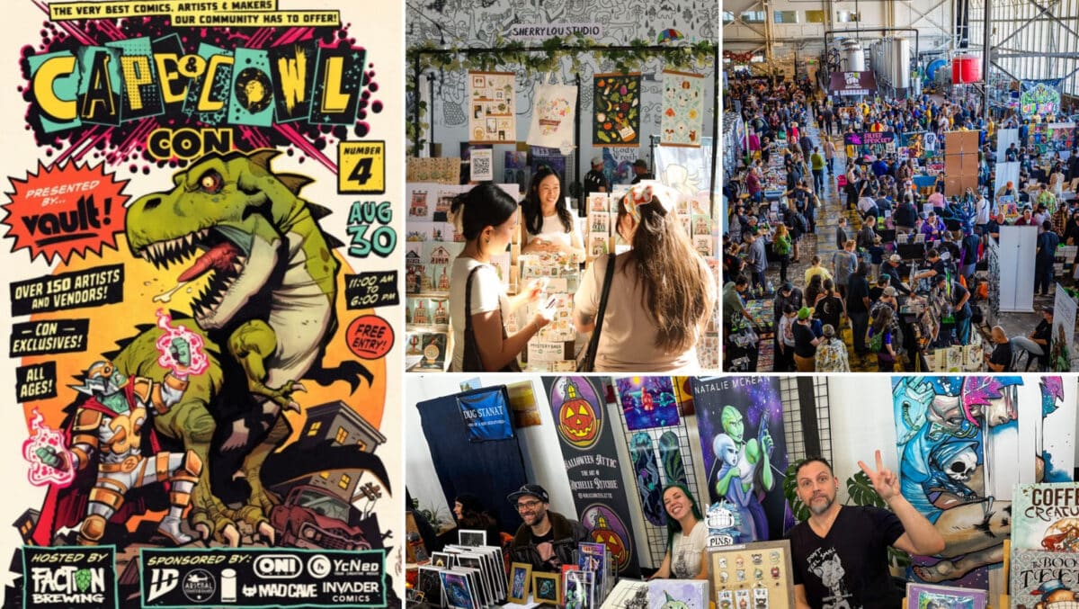 Alameda Post - A collage of photos from Cape and Cowl Con, plus the poster.