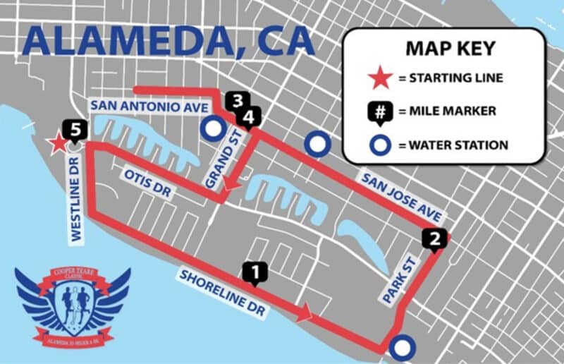 Alameda Post - A map of the Cooper Teare road race which is the cause of a traffic advisory on August 8.