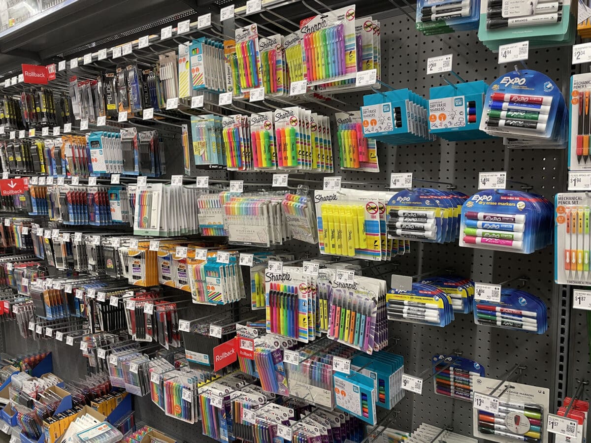 Alameda Post - A photo of a display of school supplies at a store. 