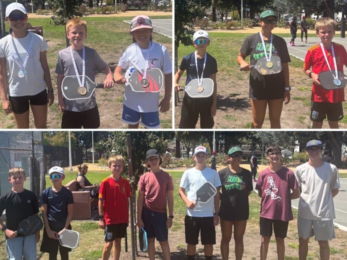 Alameda Post - Photos of young ALPP pickleballers, some of whom have medals around their necks.