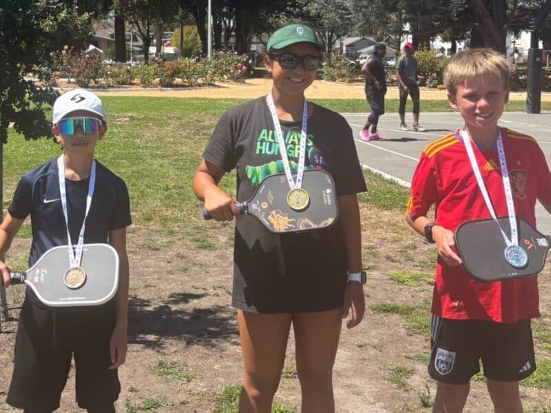 Alameda Post - Photos of young ALPP pickleballers with medals around their necks.