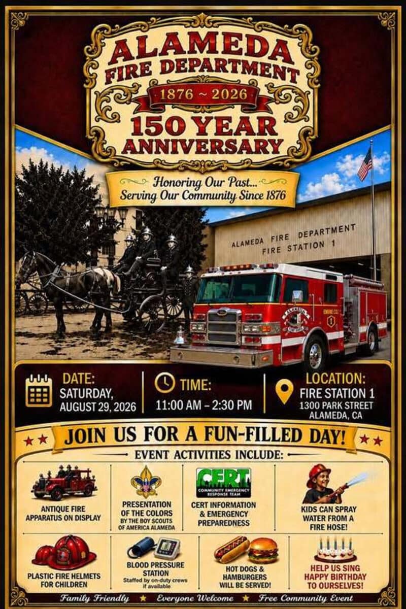 Alameda Post - The poster for the Alameda Fire Department's 150th Anniversary Celebration. 