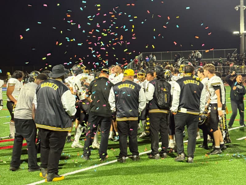 Alameda Post - high school football players celebrate a win