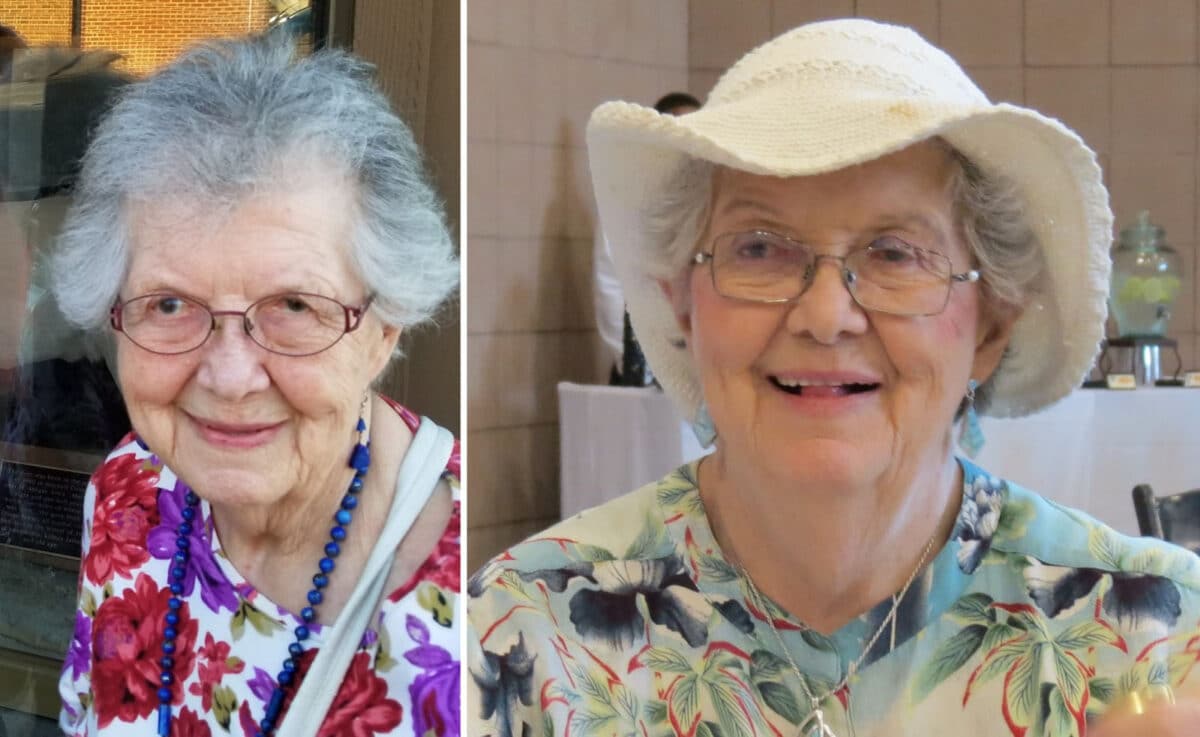 Alameda Post - Leona Butler smiles. She is wearing a white hat and floral shirt. In a second photo, she wears a blue necklace and bright floral shirt.