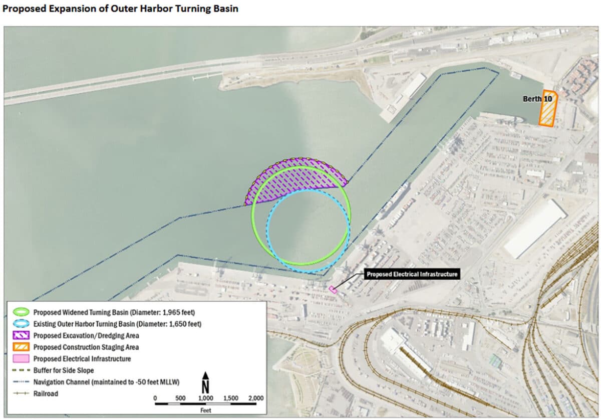 Alameda Post - Conceptual map for the expansion of the Outer Harbor Turning Basin. Map by the Port of Oakland. 