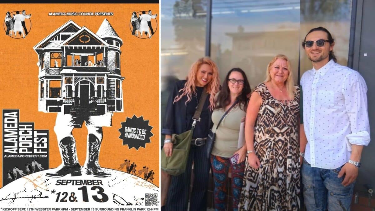 Alameda Post - the poster for Alameda Porchfest 2026 and a group photo of the Alameda Music Council. 
