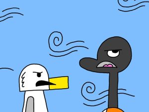 Alameda Post - Seagull and Goose from Two Birds from Alameda stand in the wind