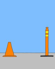 Alameda Post - two types of orange traffic cones sit next to each other in a cartoon