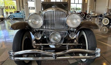 Alameda Post - the front grill of a black 1931 Duesenberg Model J Beverly Sedan