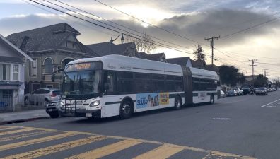 Alameda Post - A double long A.C. Transit bus.